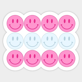 pink and teal smiles Sticker